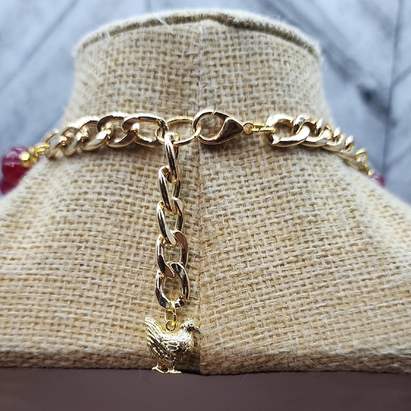 Carved ruby red necklace, Aprilsplace you Choose length - Picture 2 of 7